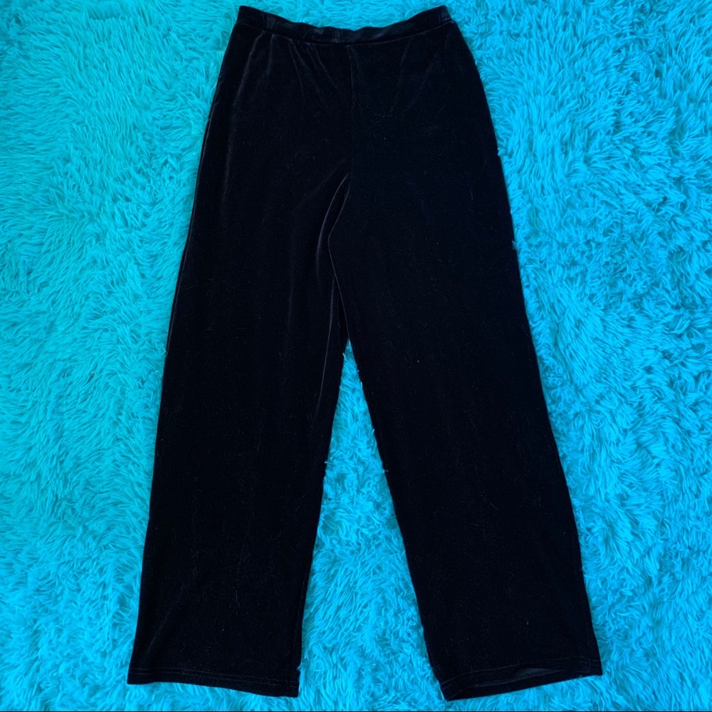 Valerie Stevens Petites Stretch Black Velvet Pants
